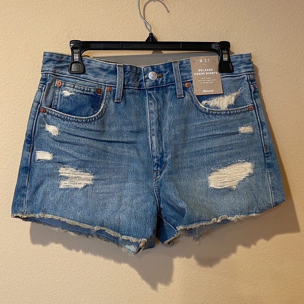 NWT Madewell Relaxed Destructed Edition Denim Shorts